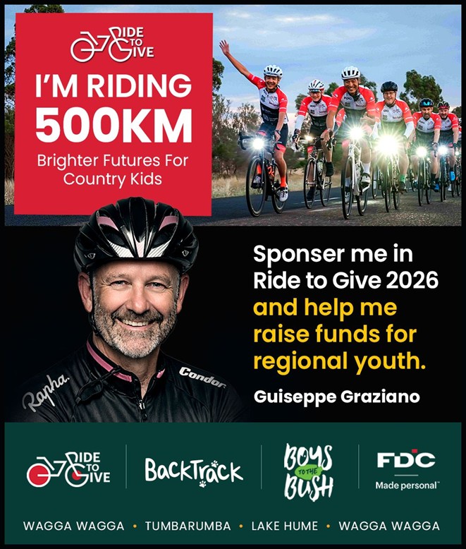 Ride to Give 2026 fundraising event – cyclists riding at sunrise for regional youth charities